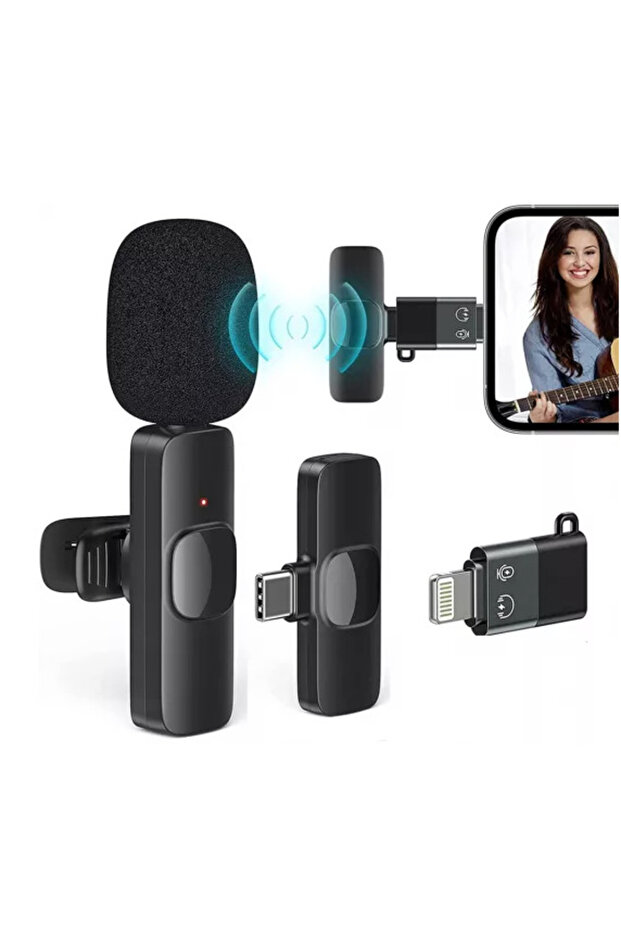Microfon wireless K8 tip lavaliera conector USB tip C/iPhone - 5