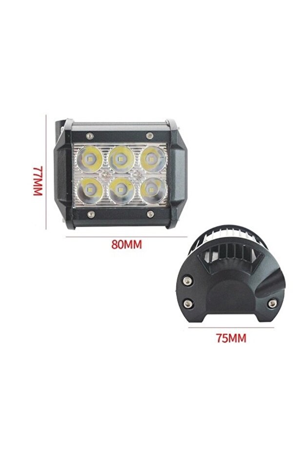 LED Auto Off Road Projector 6 LEDs 18W Rectangular - 5