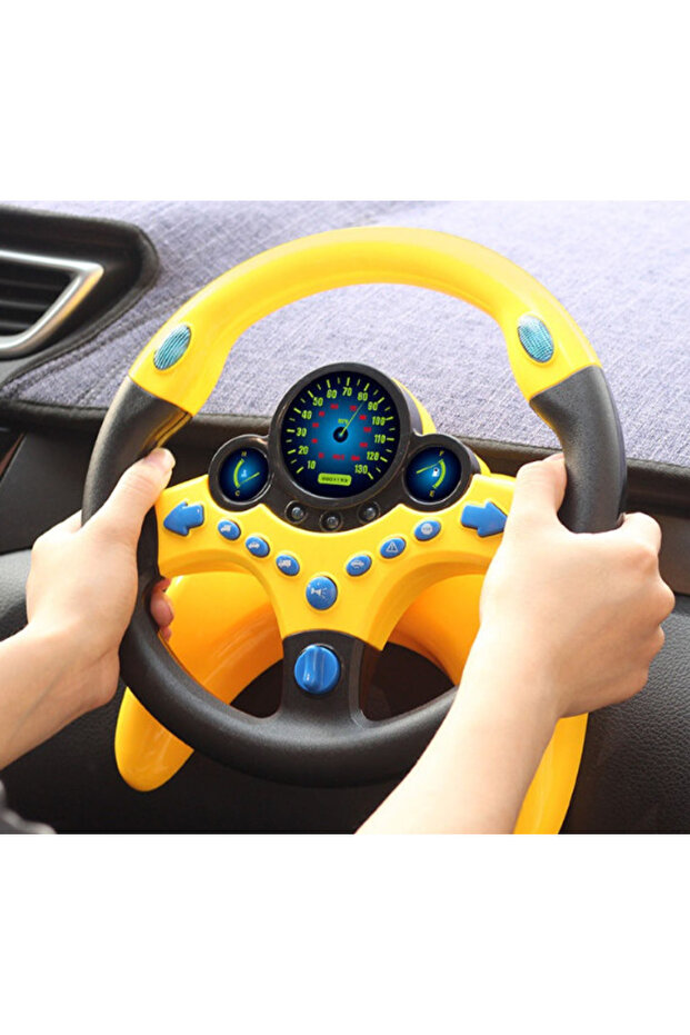 Interactive steering wheel with lights and sounds Learning Simulate Driver yellow - 8