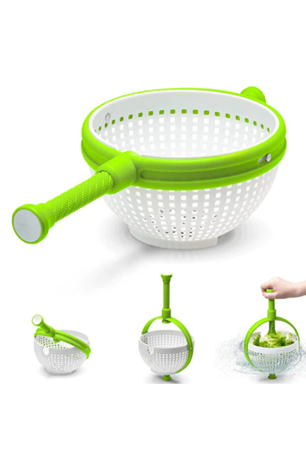 Multifunctional rotating colander with green handle - 1