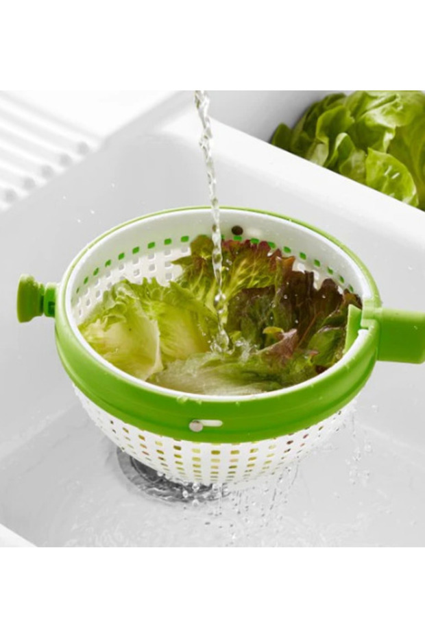 Multifunctional rotating colander with green handle - 2