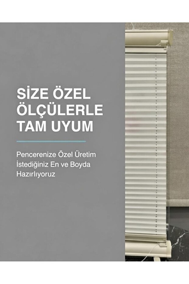 krem Pilise Katlanır Cam Balkon Perdesi - 1