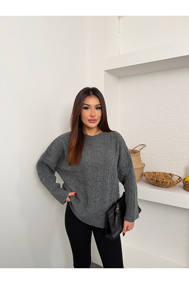 Kadın Bisiklet Yaka Örme Triko Kazak - 2