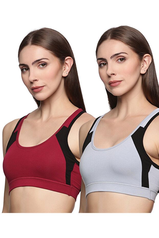 Pack of 2 - Super Combed Elastane Medium Impact Full Coverage Slip-On Bra with Removable Pads