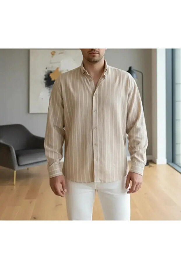 Oversize Dokuma Kumaş Gömlek - 1