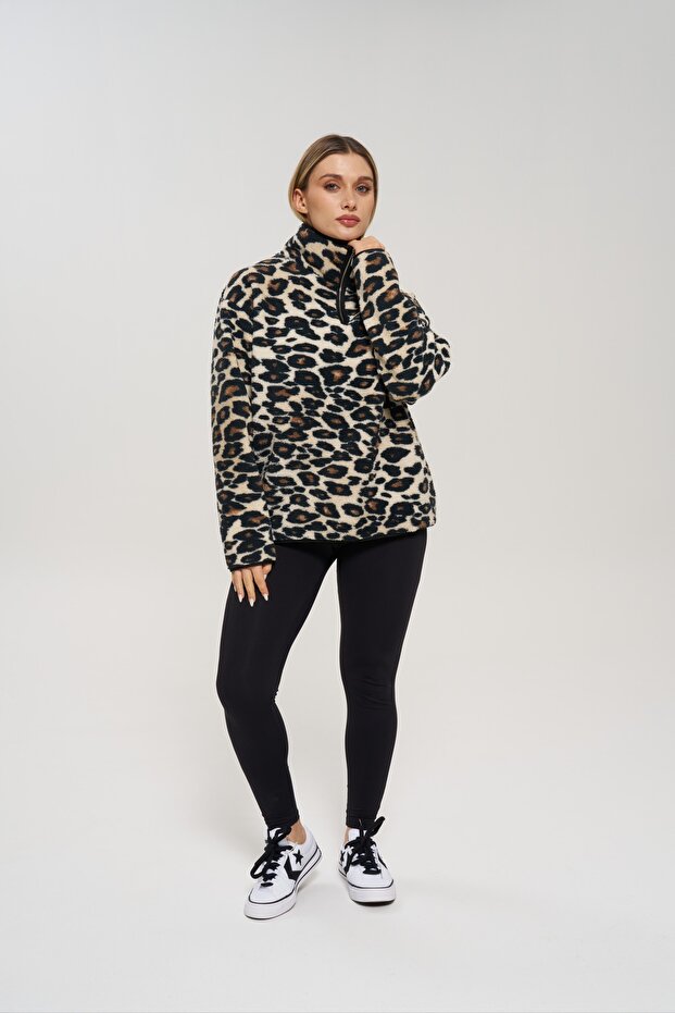 Leopar Dik Yaka Sweatshirt - 2