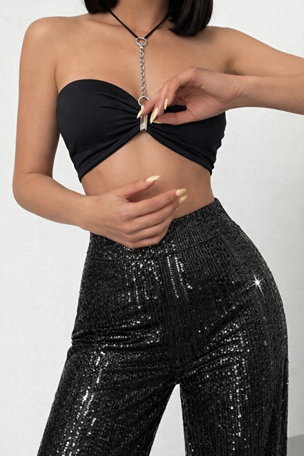 Siyah Payet Pantolon - 3