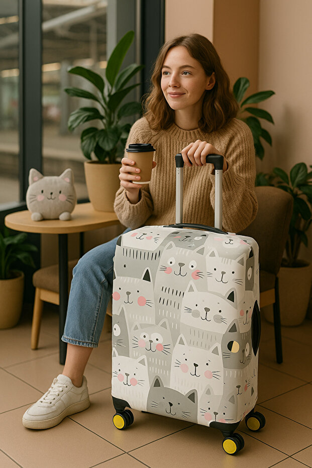 My Saraciye Luggage Cover Suitcase Protector (Sneak Cat)