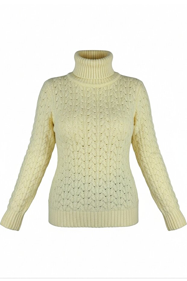 Kaşmir Yün Boğazlı Kadın Kazak - 4