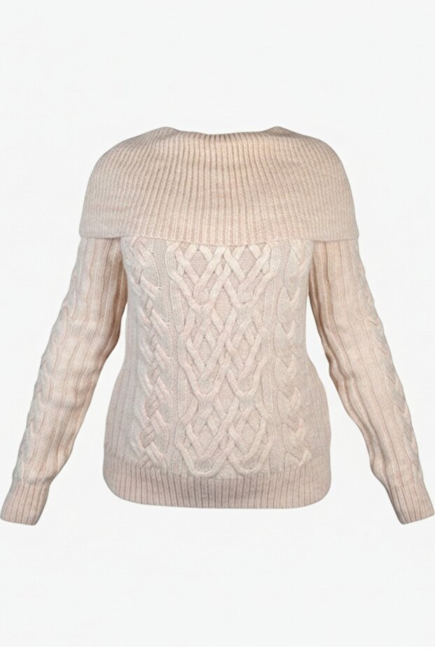 Kaşmir Yün Kazak Şal Yaka Kadın - 3