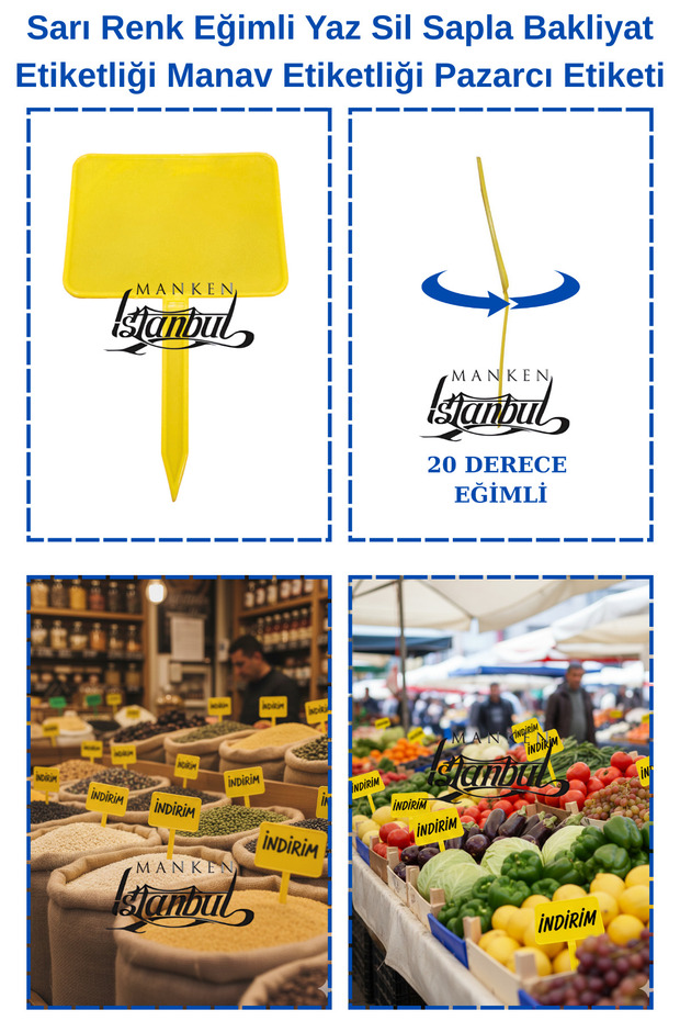 20 Pcs Angled Small Size Slanted Summer Sil Handle Pulses Labeling Greengrocer Labeling Marketer Tag