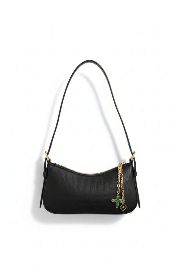 Women's Black Faux Leather Shoulder Bag Daily Use Stylish Design