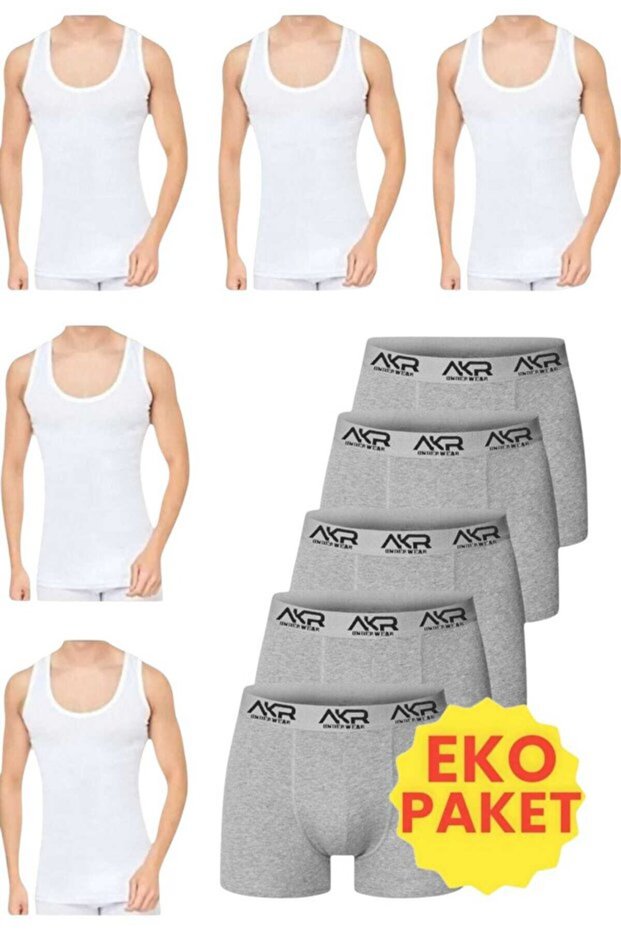 Pi Clothing 10 Pieces Singlets And Boxers Set 5 Boxers 5 Singlets