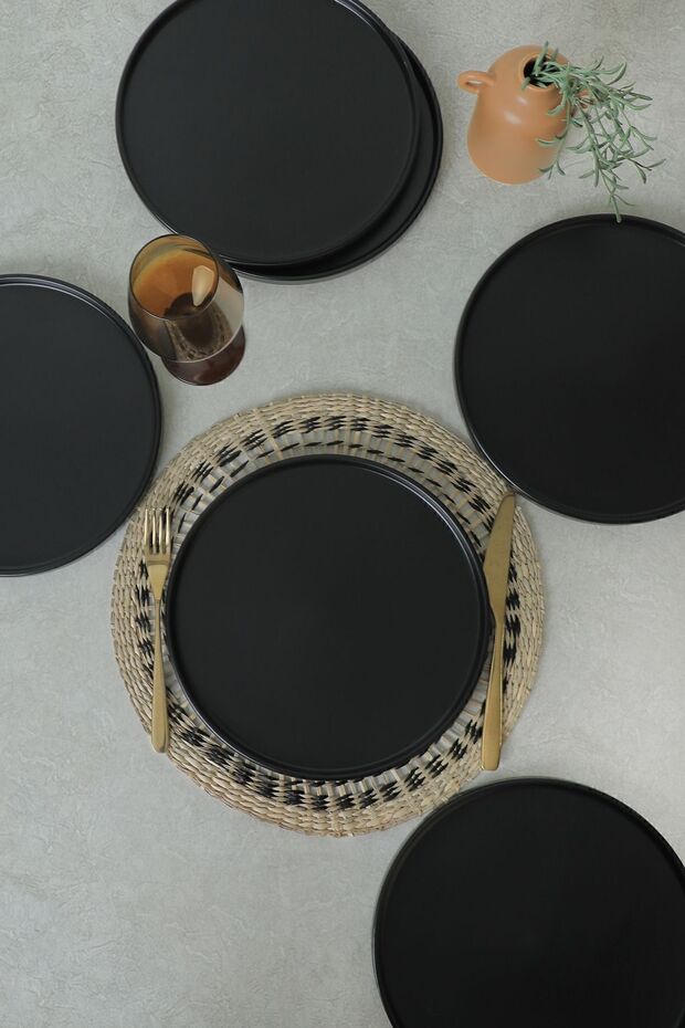 Mat Siyah Stackable Servis Tabağı 27 Cm 6 Adet 956 - 4