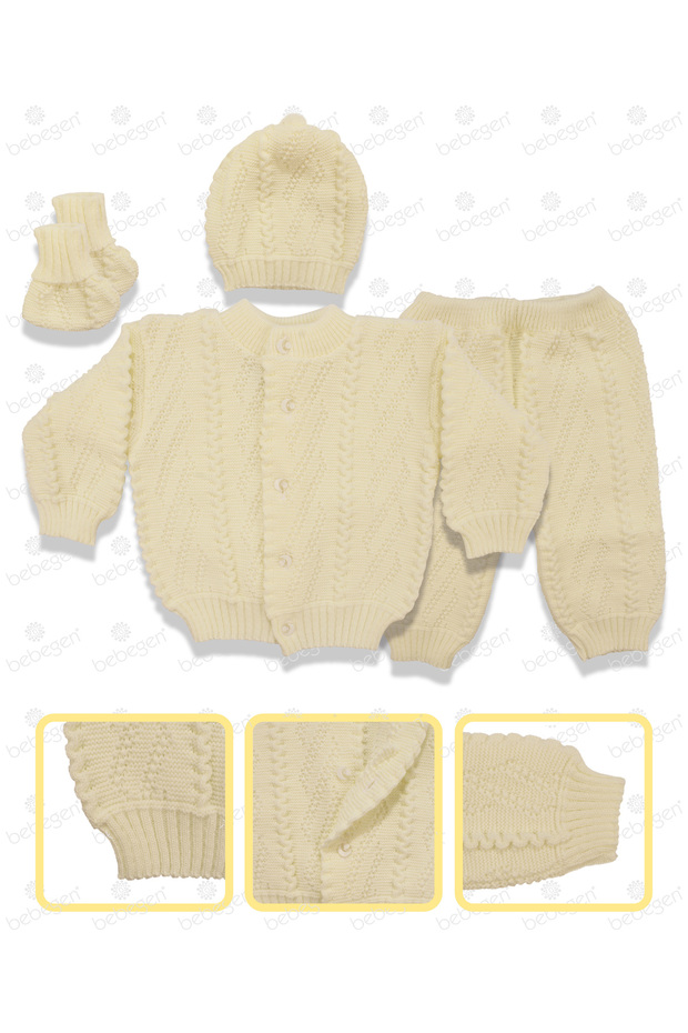 Krem 4 Parça Triko Bebek Takımı - 2