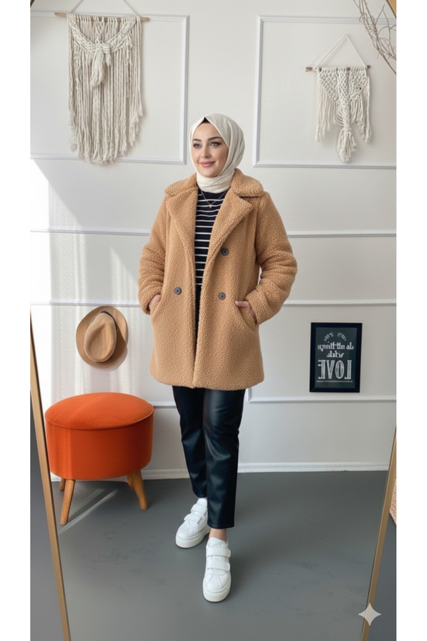 معطف قطيفة مبطن بأزرار - 2