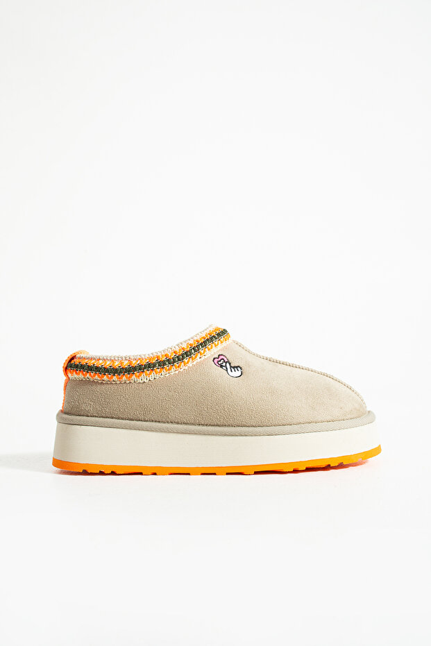 Valentine Suede Fur-Lined Colorful Sole Tazz Slippers