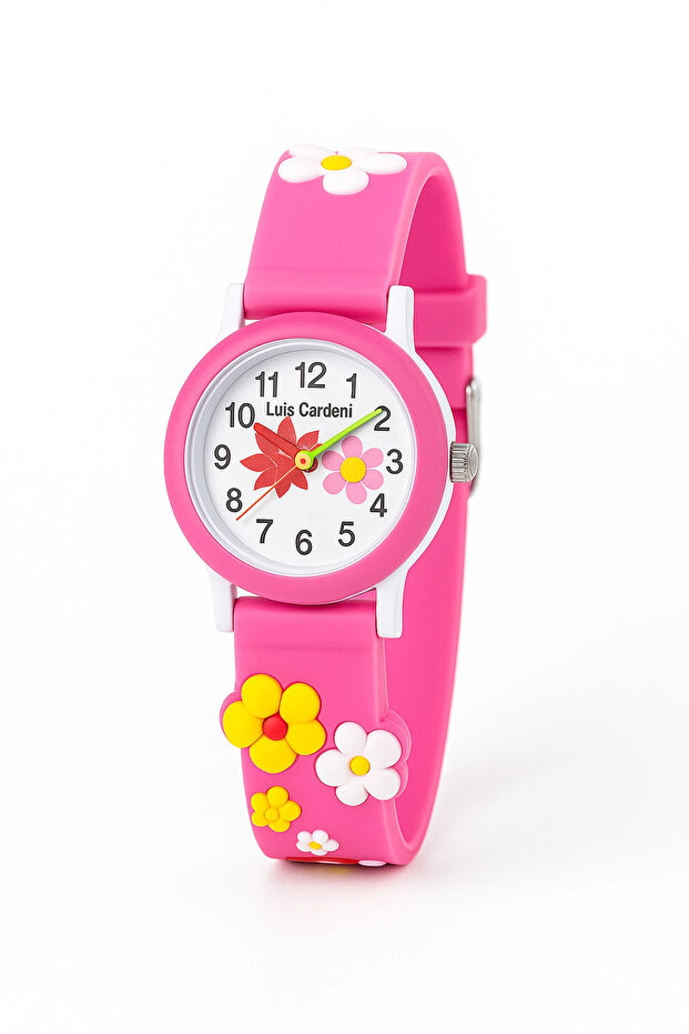 Children's Wristwatch Multi-Flower Patterned (Pink) 12023