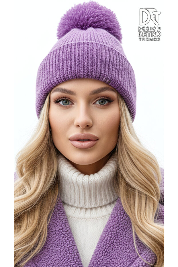 Paris Dev Ponponlu Çift Kat Bere Beyaz - 4