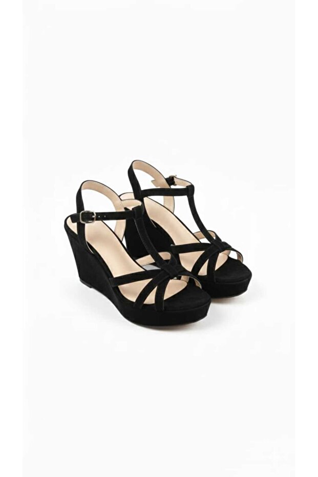Black Suede Daily Wedge Sandals - 510