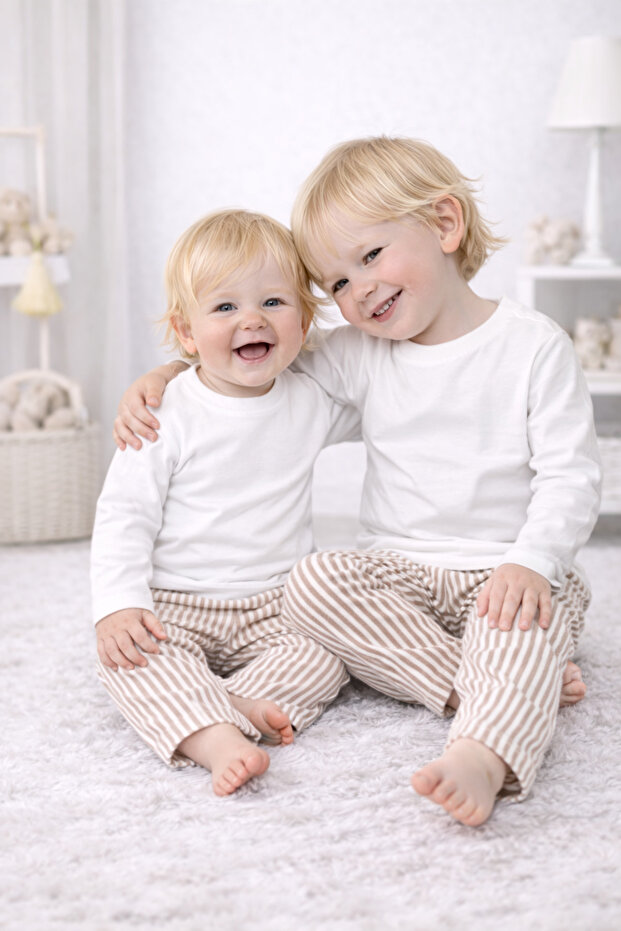 Baby Set Children's Set Brown Striped