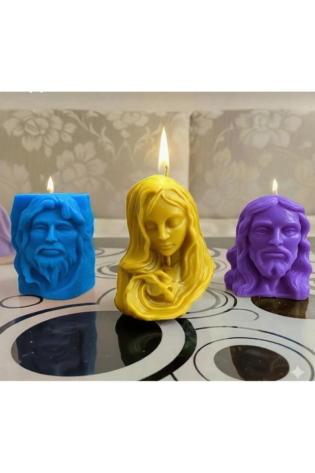 3’ lü heykel mum set. Rönesans esintisi. - 6