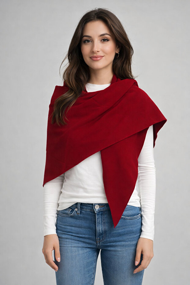 Tek Renk Triko Üçgen Şal - 1