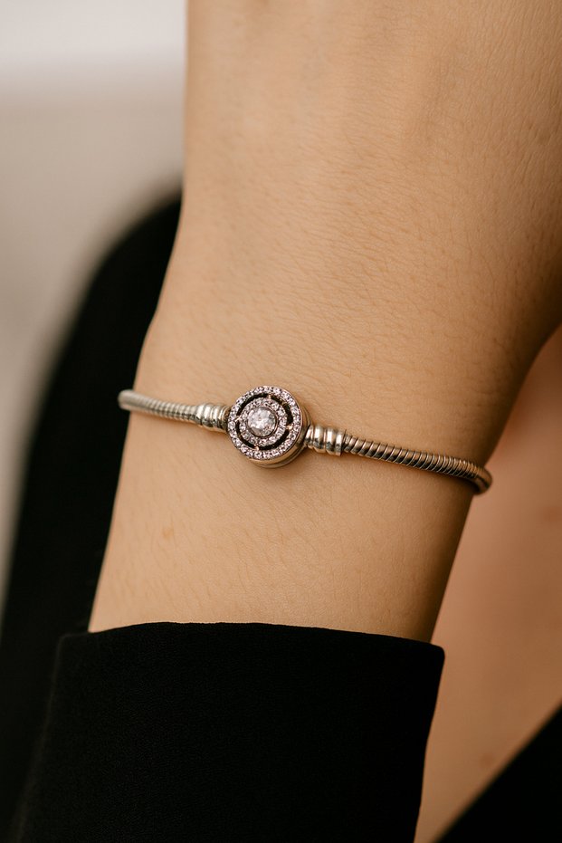 Steel Zircon Stone Inlaid Charm Wearable Bracelet