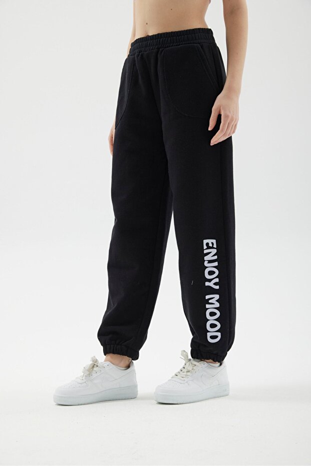 ELASTIC LEGS COMFORTABLE CUT HIGH WAIST PRINTED TRACKPANTS