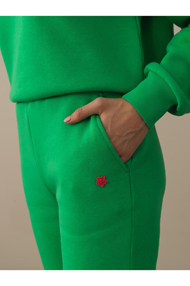 Kadın Yeşil Basic Sweat Pantolon - 2