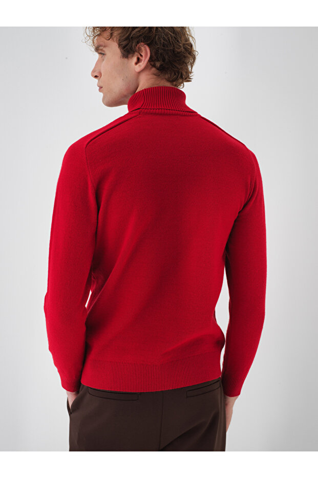 Male Kırmızı Yünlü Basic Kazak - 3