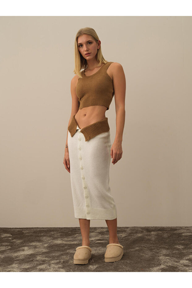 Kadın Camel Regular Fit Triko Atlet - 4