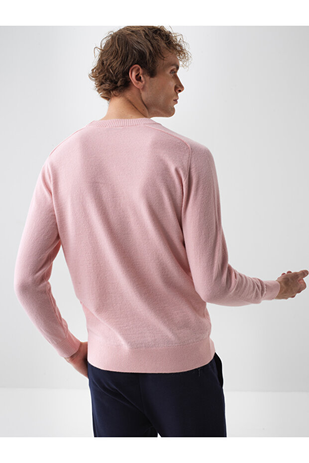 Erkek Pembe Yünlü Basic Kazak - 2