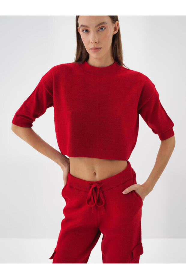 Kadın Yünlü Basic Düz Kazak - 1