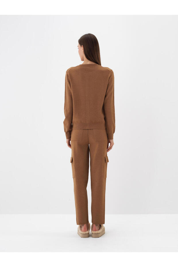 Kadın Camel Yünlü Basic Hırka - 3