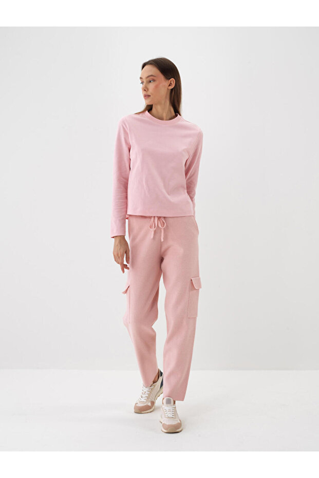 Kadın Pembe %100 Pamuk Basic Tişört - 3