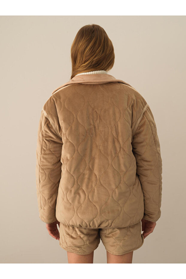 Kadın Camel Oversize Çift Taraflı Mont - 4