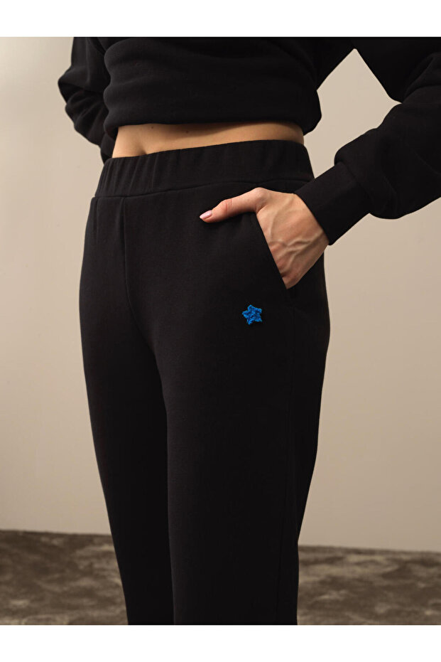 Kadın Siyah Basic Sweat Pantolon - 2