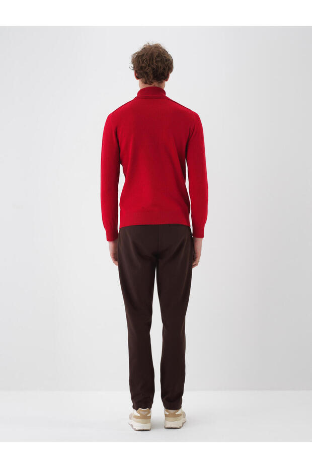 Male Kırmızı Yünlü Basic Kazak - 4