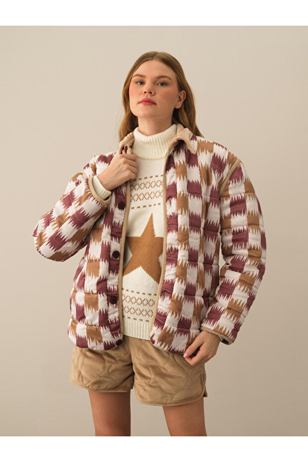 Kadın Camel Oversize Çift Taraflı Mont - 3