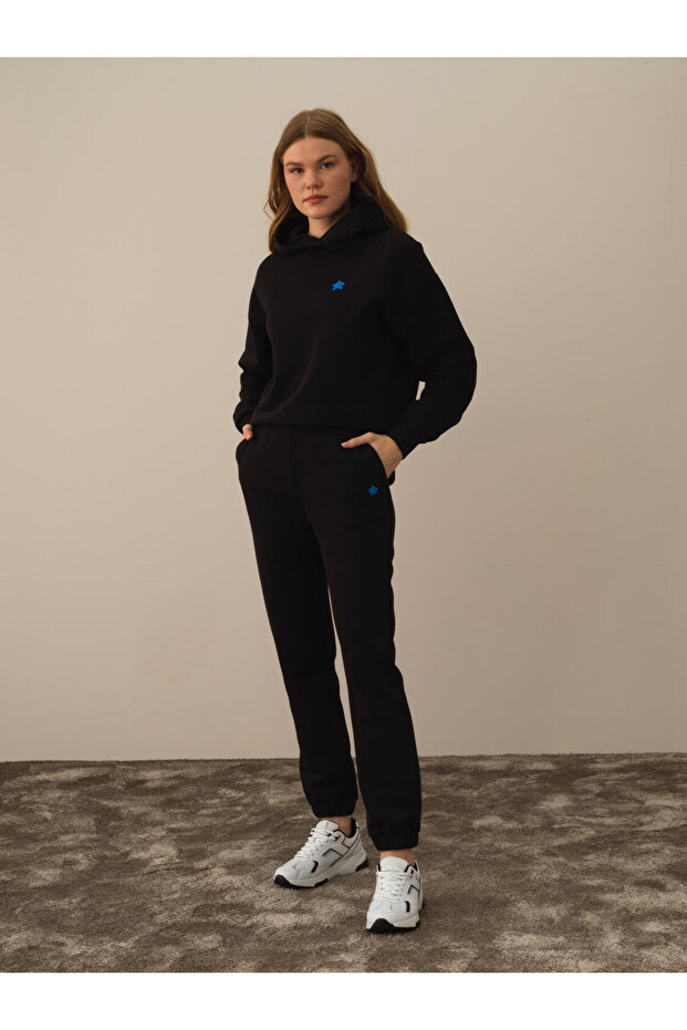 Kadın Siyah Basic Sweat Pantolon - 4