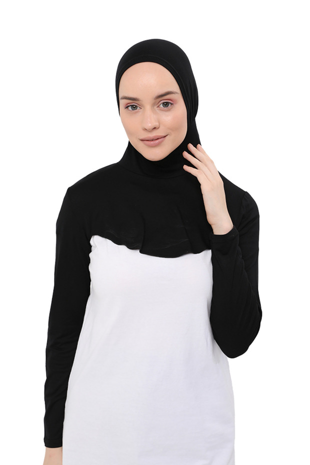 طوق الرقبة بونيه كم طويل أسود