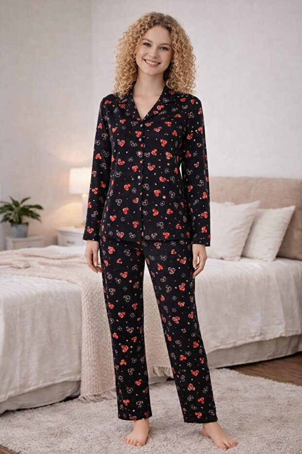Women's 0587 long sleeve suede pajama set