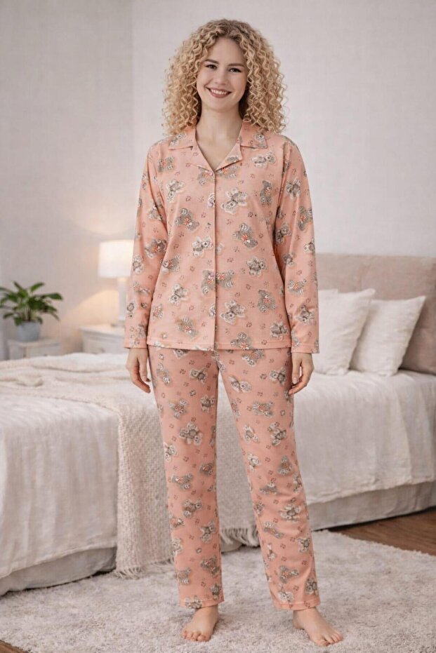 Women's 0431 Long Sleeve Suede Pajama Set