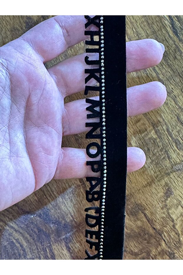 2 cm Alphabetical Black Velvet Stone Ribbon Sewing Accessory 1 Meter
