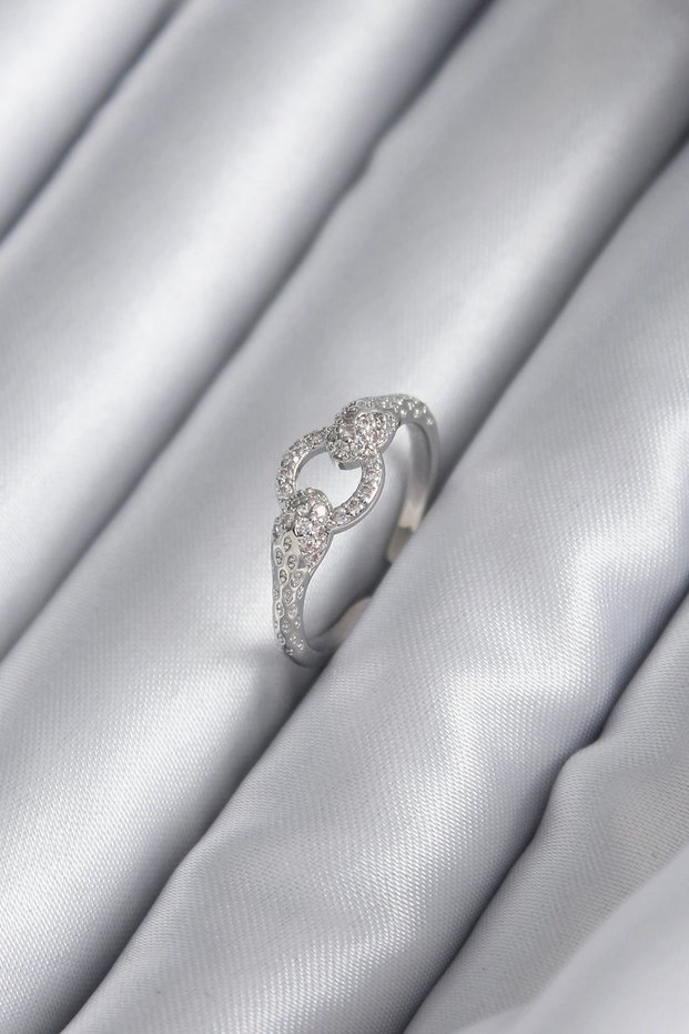 Brass Silver Color Zircon Stone Snake Model Women's Ring