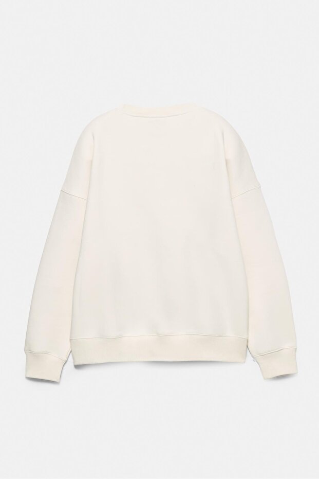 İşlemeli yazılı grafik sweatshirt - 8