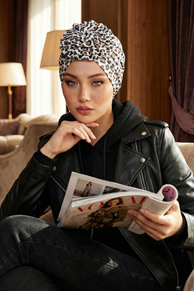 Rose Combed Cotton Patterned Bonnet,B-21YD - 1