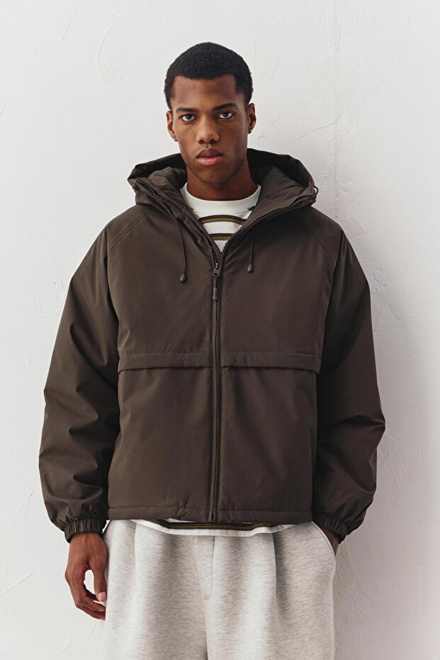 Dik yaka şişme mont - 2