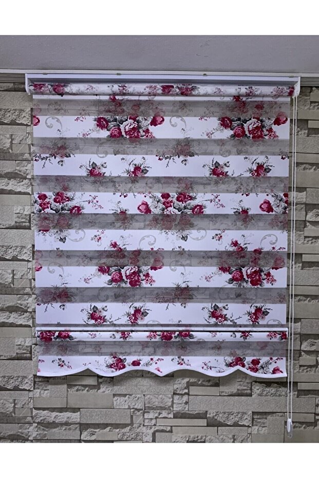 Çiçek Baskılı Zebra Perde Alüminyum Kasa(etekli) enxboy - 5